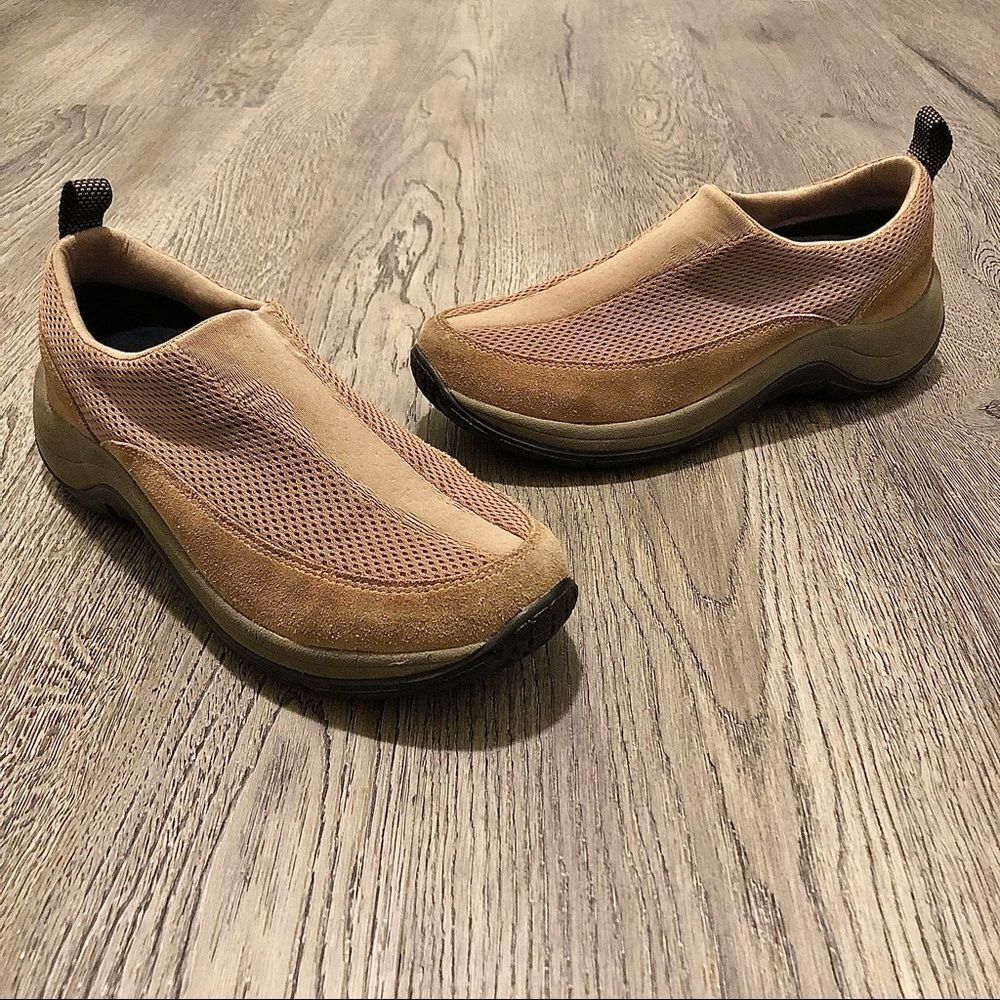 Ll Bean Suede Moc Casual Comfort Slip On Shoe Womens Size 8.5 05330 Beige Black